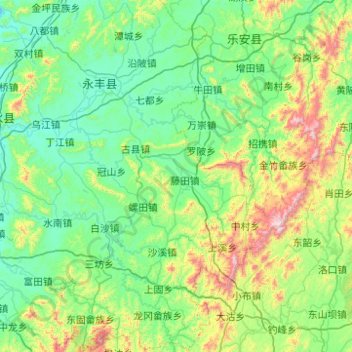 Topografische kaart 永丰县, hoogte, reliëf