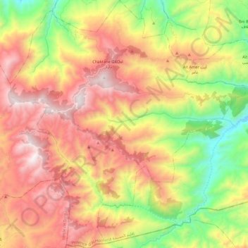 Topografische kaart Chakran, hoogte, reliëf