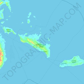 Topografische kaart Patnanungan, hoogte, reliëf