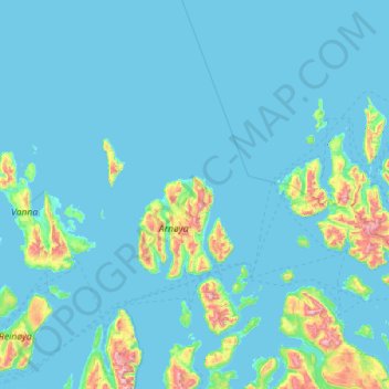 Topografische kaart Skjervøy, hoogte, reliëf