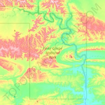 Topografische kaart Finke Gorge National Park, hoogte, reliëf