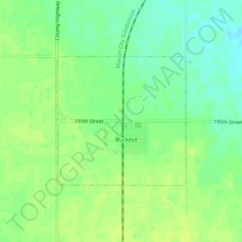 Topografische kaart Buckeye, hoogte, reliëf