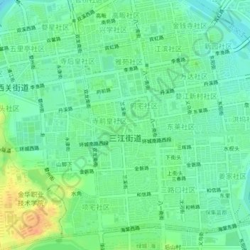 Topografische kaart 三江街道, hoogte, reliëf