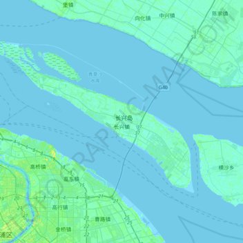 Topografische kaart 长兴镇, hoogte, reliëf