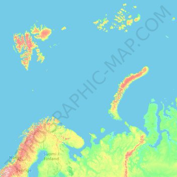 Topografische kaart Архангельская область, hoogte, reliëf