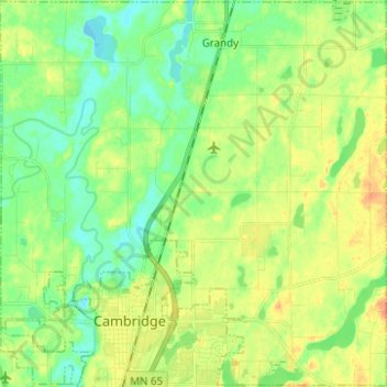 Topografische kaart Cambridge Township, hoogte, reliëf