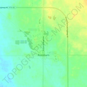 Topografische kaart Rossburn, hoogte, reliëf