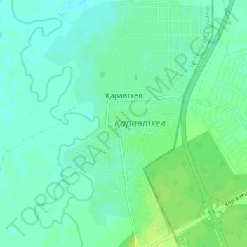 Topografische kaart Караоткель, hoogte, reliëf