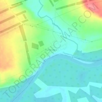 Topografische kaart Рычковка, hoogte, reliëf