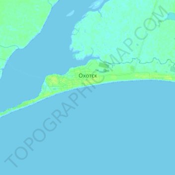 Topografische kaart Охотск, hoogte, reliëf