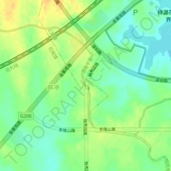 Topografische kaart 潜南干渠, hoogte, reliëf