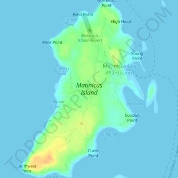 Topografische kaart Matinicus Island, hoogte, reliëf