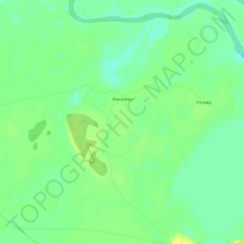 Topografische kaart Лихачёва, hoogte, reliëf