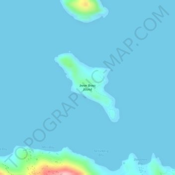 Topografische kaart Inner Brass Island, hoogte, reliëf