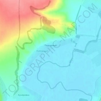 Topografische kaart Подгорный, hoogte, reliëf