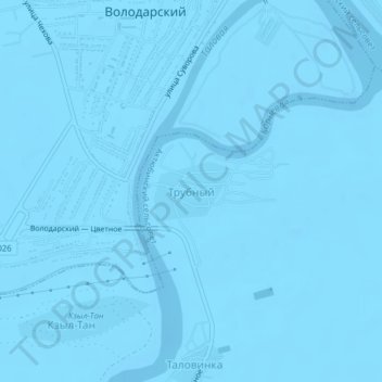 Topografische kaart Трубный, hoogte, reliëf