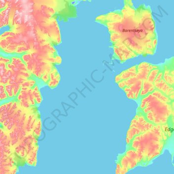 Topografische kaart Storfjorden, hoogte, reliëf
