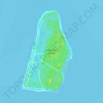 Topografische kaart Candaraman Island, hoogte, reliëf