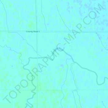 Topografische kaart Tongue River, hoogte, reliëf