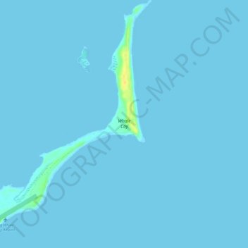 Topografische kaart Whale Cay, hoogte, reliëf