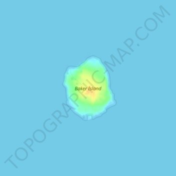 Topografische kaart Baker Island, hoogte, reliëf