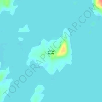 Topografische kaart Murray Island, hoogte, reliëf