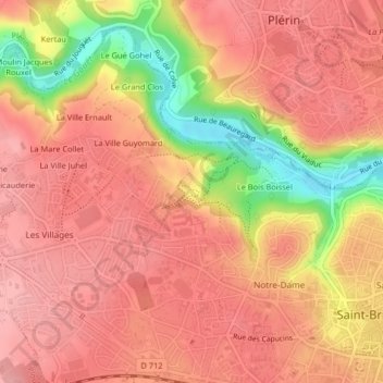 Topografische kaart Bois Boissel, hoogte, reliëf