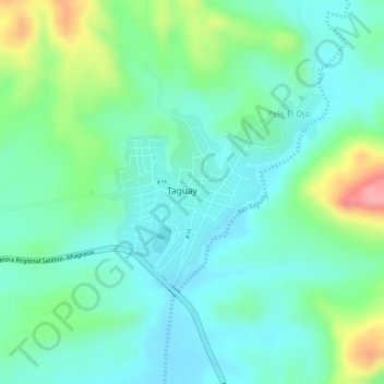 Topografische kaart Taguay, hoogte, reliëf
