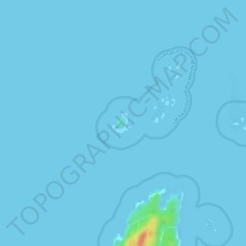 Topografische kaart Ducie Island, hoogte, reliëf