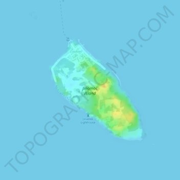 Topografische kaart Jinamoc Island, hoogte, reliëf
