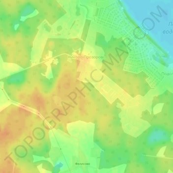 Topografische kaart Николо-Прозорово, hoogte, reliëf