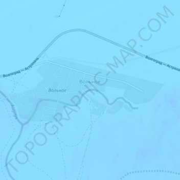 Topografische kaart Вольное, hoogte, reliëf