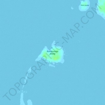 Topografische kaart Bunabunaan Island, hoogte, reliëf