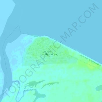 Topografische kaart Chumikan, hoogte, reliëf