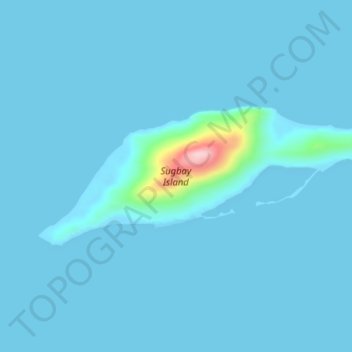 Topografische kaart Sugbay Island, hoogte, reliëf