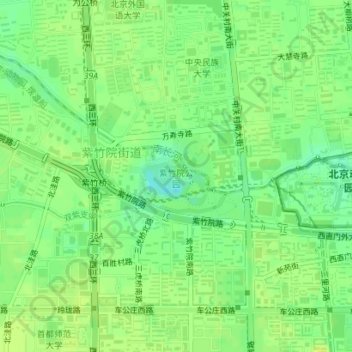 Topografische kaart 紫竹院公园, hoogte, reliëf