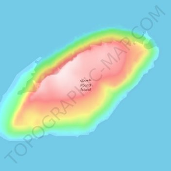 Topografische kaart Round Island, hoogte, reliëf