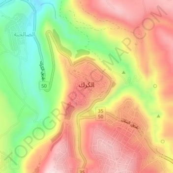 Topografische kaart Al Karak, hoogte, reliëf