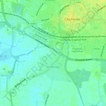 Topografische kaart Donnington Park, hoogte, reliëf