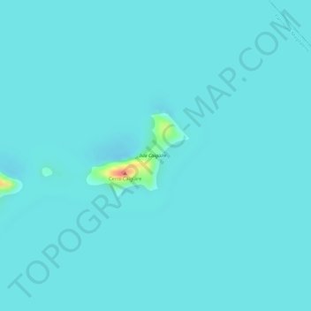 Topografische kaart Isla Caigüire, hoogte, reliëf