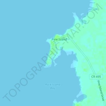 Topografische kaart Pine Island, hoogte, reliëf