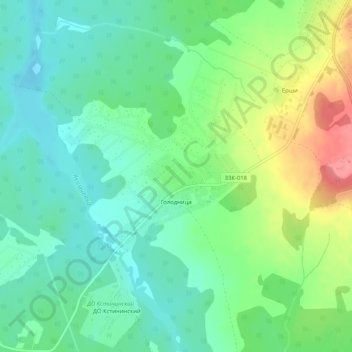 Topografische kaart Голодница, hoogte, reliëf