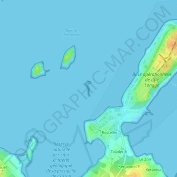 Topografische kaart Île Perdue, hoogte, reliëf