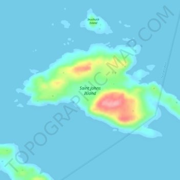Topografische kaart Saint Johns Island, hoogte, reliëf