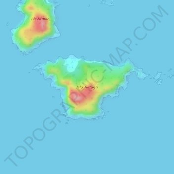 Topografische kaart Isla Tortuga, hoogte, reliëf