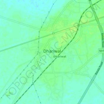 Topografische kaart Dhariwal, hoogte, reliëf