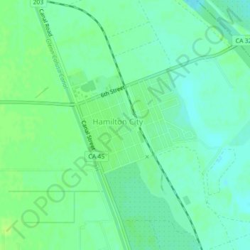 Topografische kaart Hamilton City, hoogte, reliëf