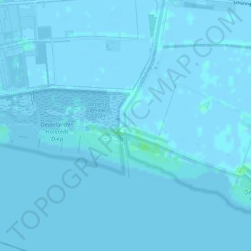 Topografische kaart In- en uitlaatleiding gemaal Cromstrijen, hoogte, reliëf