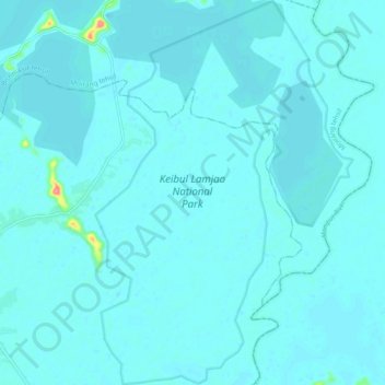 Topografische kaart Keibul Lamjao National Park, hoogte, reliëf