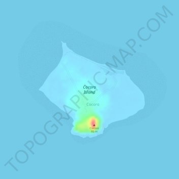 Topografische kaart Cocoro Island, hoogte, reliëf